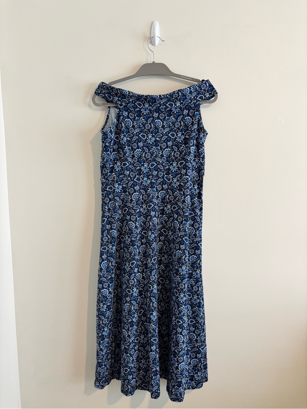 LOFT Blue Floral Off-Shoulder Midi Dress